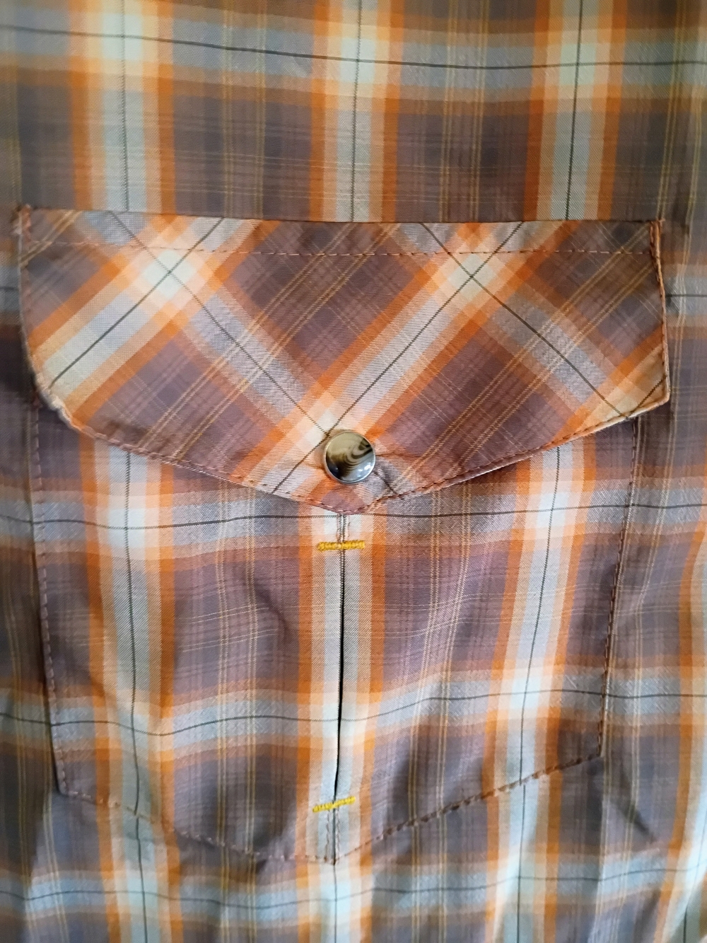 Kuhl Shirt EUC Snap Front Plaid Brown Orange - Picture 6 of 11